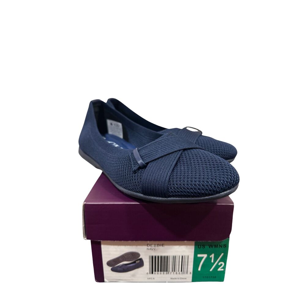 Gloria Vanderbilt Ladies' Round Toe Cross-strap Dressy Flats Navy Size 7.5 - Picture 5 of 6